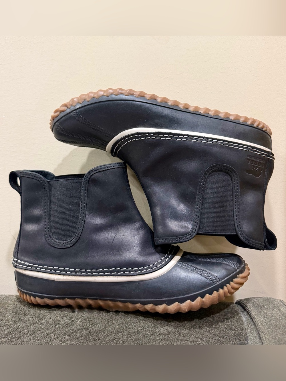 Black Chelsea Duck Boots with Gum Sole